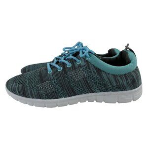 Gravasphere Sneakers Womens Size 9 Teal Gray Lace Up Shoes Memory Foam NWOB